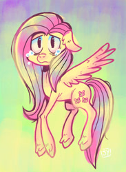 Size: 600x819 | Tagged: safe, artist:steveholt, fluttershy, pegasus, pony, crying, female, floppy ears, fluttercry, mare, sad, solo, spread wings, teary eyes, wings
