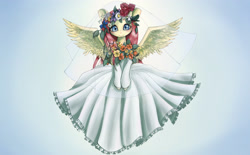 Size: 3236x2000 | Tagged: safe, artist:unousaya, fluttershy, anthro, arm hooves, bride, clothes, dress, solo, wedding dress