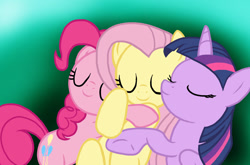 Size: 1115x737 | Tagged: safe, artist:cyberzerop, derpibooru import, fluttershy, pinkie pie, twilight sparkle, twilight sparkle (alicorn), alicorn, earth pony, pegasus, pony, female, mare, sleeping, trio