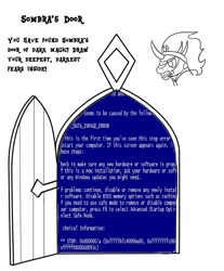 Size: 849x1024 | Tagged: safe, derpibooru import, king sombra, pony, unicorn, activity book, blue screen of death, door