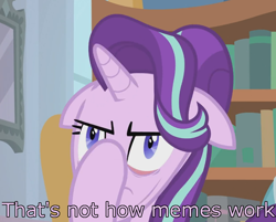 Size: 820x659 | Tagged: safe, edit, edited screencap, screencap, starlight glimmer, pony, unicorn, a horse shoe-in, bookshelf, caption, cropped, facehoof, faic, female, floppy ears, great moments in animation, image macro, mare, reaction image, solo, text, why the long face