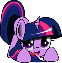 Size: 345x355 | Tagged: safe, artist:mindofnoodles, derpibooru import, twilight sparkle, cute, face down ass up, female, happy, looking at you, mare, open mouth, simple background, smiling, solo, svg, transparent background, twiabetes, vector