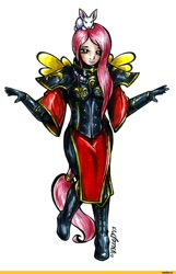 Size: 784x1214 | Tagged: safe, artist:guard-of-minasteris, angel bunny, fluttershy, human, adepta sororitas, crossover, humanized, power armor, warhammer (game), warhammer 40k