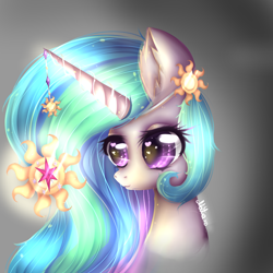 Size: 1000x1000 | Tagged: safe, artist:naciax3, princess celestia, twilight sparkle, alicorn, pony, heart eyes, horn jewelry, jewelry, solo, wingding eyes