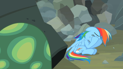 Size: 1280x720 | Tagged: safe, derpibooru import, screencap, rainbow dash, tank, pegasus, pony, may the best pet win, crying