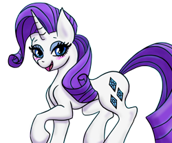 Size: 2054x1712 | Tagged: safe, artist:katkathasahathat, rarity, pony, unicorn, blushing, female, looking at you, mare, open mouth, raised hoof, simple background, solo, transparent background