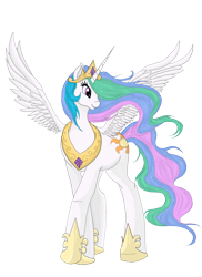 Size: 2550x3510 | Tagged: safe, artist:sonson-sensei, princess celestia, alicorn, pony, female, mare, simple background, solo, spread wings, transparent background