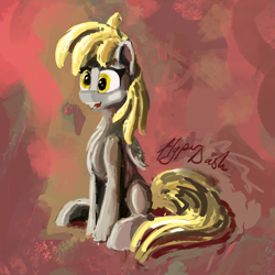 Size: 5154x5154 | Tagged: safe, artist:hyper dash, derpy hooves, pegasus, pony, painting, sitting, solo