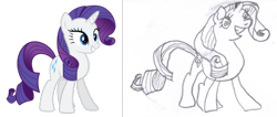 Size: 581x247 | Tagged: safe, artist:aafh, artist:iphstich, rarity, pony, unicorn, comparison, nailed it, simple background, traditional art, transparent background, vector