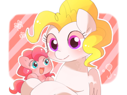 Size: 680x512 | Tagged: safe, artist:miki 14, pinkie pie, surprise, earth pony, pegasus, pony, duo, female, mare