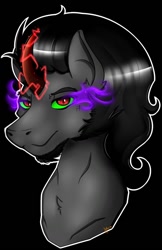 Size: 720x1110 | Tagged: safe, artist:amberony, derpibooru import, king sombra, pony, unicorn, bust, corrupted, dark magic, evil, magic, sombra eyes