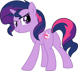 Size: 1920x1754 | Tagged: safe, edit, sunset shimmer, twilight sparkle, unicorn twilight, pony, unicorn, female, fusion, looking back, mare, palette swap, plot, ponyar fusion, recolor, simple background, solo, transparent background, vector, vector edit