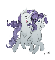 Size: 600x652 | Tagged: safe, artist:bypenandhoof, elusive, rarity, pony, unicorn, female, male, mare, one eye closed, ponies riding ponies, rarilusive, rule 63, self ponidox, selfcest, shipping, simple background, stallion, straight, white background, wink