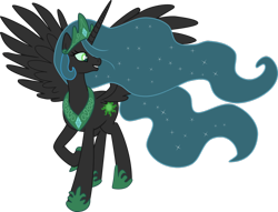 Size: 1024x782 | Tagged: safe, artist:blah23z, princess celestia, queen chrysalis, changeling, changeling queen, recolor, solo