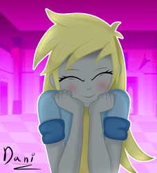 Size: 2513x2759 | Tagged: safe, artist:danielitamlp, derpy hooves, equestria girls, blushing, bust, eyes closed, high res, solo