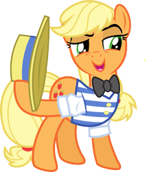 Size: 783x914 | Tagged: safe, artist:punzil504, applejack, earth pony, pony, clothes swap, flim flam style, role reversal, simple background, solo, transparent background, vector