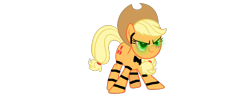 Size: 1006x386 | Tagged: safe, applejack, earth pony, pony, applefreddy, bloodshot eyes, five nights at aj's, five nights at freddy's, glowing eyes, solo