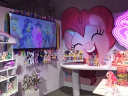 Size: 1024x768 | Tagged: safe, derpibooru import, applejack, fluttershy, pinkie pie, princess celestia, princess luna, rainbow dash, rarity, sci-twi, twilight sparkle, twilight sparkle (alicorn), alicorn, better together, equestria girls, g1, spring breakdown, merchandise, my little pony logo, scitwilicorn, super ponied up, toy, toy fair, toy fair 2019