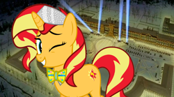 Size: 3784x2108 | Tagged: safe, artist:disneymarvel96, artist:jhayarr23, edit, sunset shimmer, pony, 20th century, anastasia, bowtie, crown, don bluth, jewelry, palace, regalia, spotlight, tiara, vector, vector edit, winter