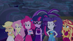 Size: 1920x1080 | Tagged: safe, screencap, applejack, fluttershy, pinkie pie, rarity, sci-twi, sunset shimmer, twilight sparkle, better together, equestria girls, spring breakdown, applewimp, arrogance, bitchy pie, condescending, ego, egotistical, oppression, oppressors, raribitch, sleeveless, sunjerk shimmer, tempting fate, twibitch sparkle