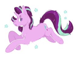 Size: 1280x974 | Tagged: safe, artist:kittycoot, starlight glimmer, pony, unicorn, lying down, simple background, solo, stars, white background