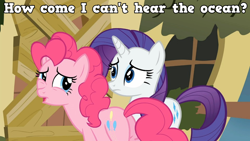 Size: 960x540 | Tagged: safe, edit, edited screencap, screencap, pinkie pie, rarity, earth pony, pony, unicorn, putting your hoof down, image macro, meme