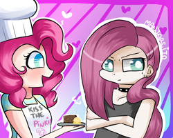 Size: 1500x1200 | Tagged: safe, artist:manjarcito, pinkie pie, human, brownies, duality, humanized, pinkamena diane pie, self ponidox