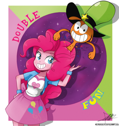 Size: 1472x1559 | Tagged: safe, artist:the-butch-x, pinkie pie, equestria girls, bracelet, crossover, duo, hammerspace hair, wander (wander over yonder), wander over yonder