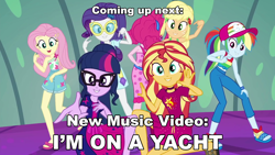 Size: 1920x1080 | Tagged: safe, derpibooru exclusive, edit, editor:sonic ranger, applejack, fluttershy, pinkie pie, rainbow dash, rarity, sci-twi, sunset shimmer, twilight sparkle, better together, equestria girls, i'm on a yacht, humane five, humane seven, humane six, music video, pi sign