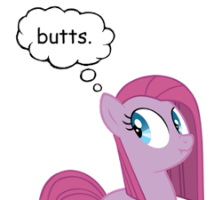 Size: 300x270 | Tagged: safe, artist:ventious, pinkie pie, earth pony, pony, butts, pinkamena diane pie, simple background, thought bubble, transparent background