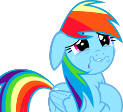 Size: 7649x6982 | Tagged: safe, artist:orbitalxd, derpibooru import, rainbow dash, pegasus, pony, parental glideance, absurd resolution, crying, regret, sad, simple background, solo, transparent background, vector, what have i done