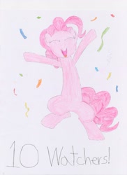 Size: 2550x3501 | Tagged: safe, artist:j4m35c, pinkie pie, earth pony, pony, confetti, happy, solo, traditional art