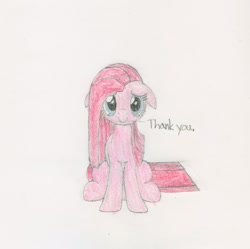 Size: 1961x1953 | Tagged: safe, artist:j4m35c, pinkie pie, earth pony, pony, cute, cuteamena, looking at you, pinkamena diane pie, sitting, solo, traditional art