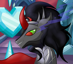 Size: 1024x888 | Tagged: safe, artist:lyricjam, derpibooru import, king sombra, pony, unicorn, antagonist, bad guy, crystal empire, crystal heart, solo