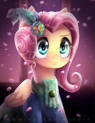 Size: 773x1000 | Tagged: safe, artist:lumelya, fluttershy, pegasus, pony, make new friends but keep discord, :i, scene interpretation, solo, we bought two cakes