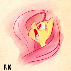 Size: 2000x2000 | Tagged: safe, artist:fluttershythekind, fluttershy, pegasus, pony, bust, gasp, open mouth, portrait, solo