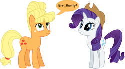 Size: 12498x6908 | Tagged: safe, artist:ulyssesgrant, applejack, rarity, earth pony, pony, unicorn, absurd resolution, applejewel, hat, rarihick