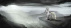 Size: 1440x564 | Tagged: safe, artist:daedric-pony, derpy hooves, pegasus, pony, crepuscular rays, scenery, solo