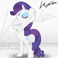 Size: 800x800 | Tagged: safe, artist:lcpsycho, artist:penguinsn1fan, rarity, pony, unicorn, album, album cover, bipedal, cover, eyes closed, female, kylie minogue, mare, parody, solo, vector