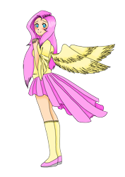 Size: 2480x3508 | Tagged: safe, artist:bloodheartblade, fluttershy, human, humanized, solo, winged humanization