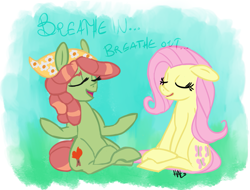 Size: 1117x849 | Tagged: safe, artist:lavendire, fluttershy, tree hugger, pegasus, pony, make new friends but keep discord, lotus position, meditating, yoga