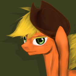 Size: 2000x2000 | Tagged: safe, artist:wu long, applejack, earth pony, pony, looking at you, pixiv, smiling, solo