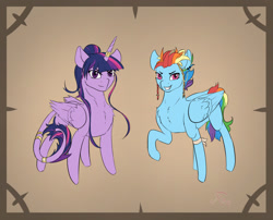 Size: 1024x829 | Tagged: safe, artist:falling-stars-1, derpibooru import, rainbow dash, twilight sparkle, twilight sparkle (alicorn), alicorn, pegasus, pony, alternate design, pirate rainbow dash, pirate twilight