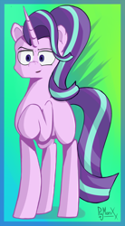 Size: 1650x3000 | Tagged: safe, artist:pigmanxx, starlight glimmer, pony, unicorn, female, mare, raised hoof, signature, simple background, solo