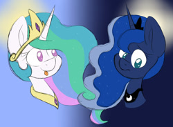 Size: 599x442 | Tagged: safe, artist:hellishprogrammer, princess celestia, princess luna, alicorn, pony, :p, cute, sillestia, silly, tongue out