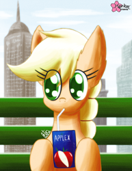 Size: 1000x1294 | Tagged: safe, artist:clouddg, applejack, earth pony, pony, cute, jackabetes, juice box, solo