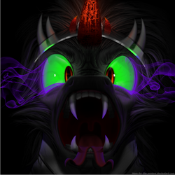 Size: 4800x4800 | Tagged: safe, artist:here-for-the-ponies, derpibooru import, king sombra, pony, unicorn, absurd resolution, black background, bust, fangs, male, portrait, simple background, solo