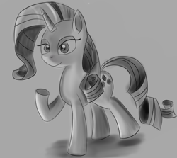 Size: 1207x1075 | Tagged: safe, artist:itsthinking, rarity, pony, unicorn, monochrome, raised hoof, raised leg, solo