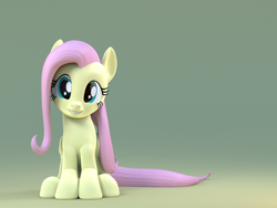 Size: 1600x1200 | Tagged: safe, artist:3d thread, artist:borickrut, artist:creatorofpony, fluttershy, pegasus, pony, /mlp/, 3d, 3d model, blender, cute, grin, head tilt, looking at you, shyabetes, sitting, smiling, solo, squee, wallpaper