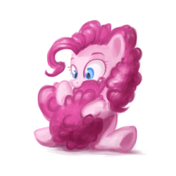 Size: 1000x1000 | Tagged: dead source, safe, artist:annielith, pinkie pie, earth pony, pony, 30 minute art challenge, cotton candy, cotton candy tail, cute, diapinkes, female, food, mare, pinkie being pinkie, solo, tail, tail bite, tail hug, underhoof